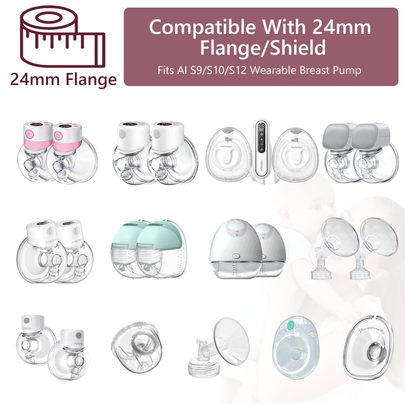 Parner Flange Inserts 13/15/17/19/21mm 10PCS for Momcozy S9/S9pro/S10/S12/S12pro/Medela/Tsrete/Spectra/Bellababy etc 24mm Wearable Breast Pump, Reduce 24mm Tunnel Down to Correct Size - 10PCS - Image 3